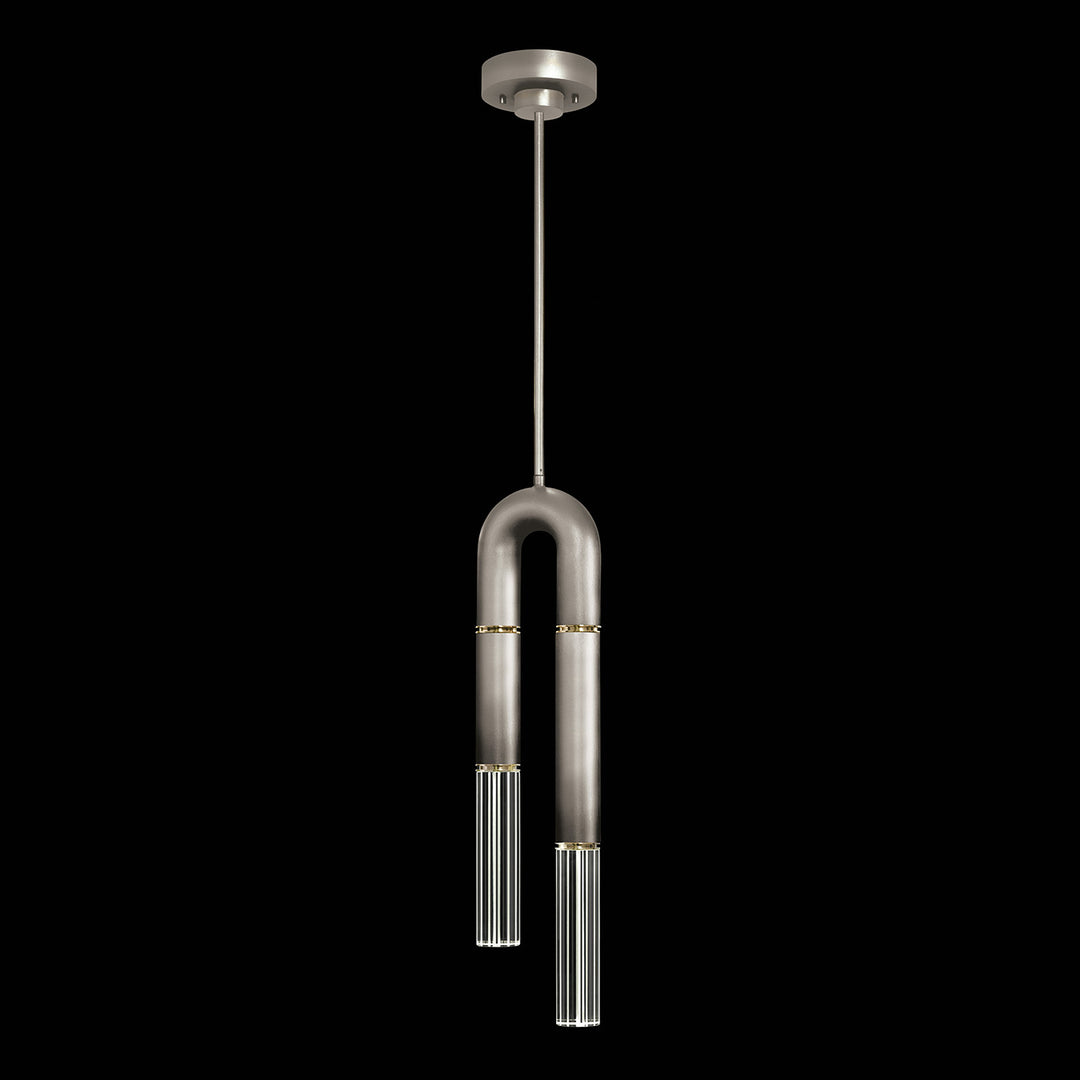 Fine Art Handcrafted Lighting Antonia 7"W Round Pendant in Soft Ombre Silver Leaf, Brass, No Parchment/Same as Finish (923340-710ST)