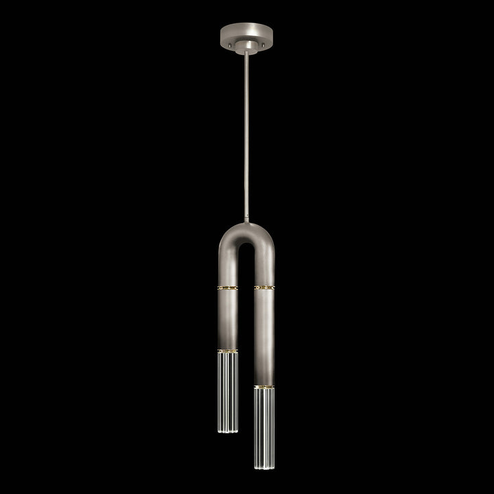 Fine Art Handcrafted Lighting Antonia 7"W Round Pendant in Soft Ombre Silver Leaf, Brass, No Parchment/Same as Finish (923340-710ST)