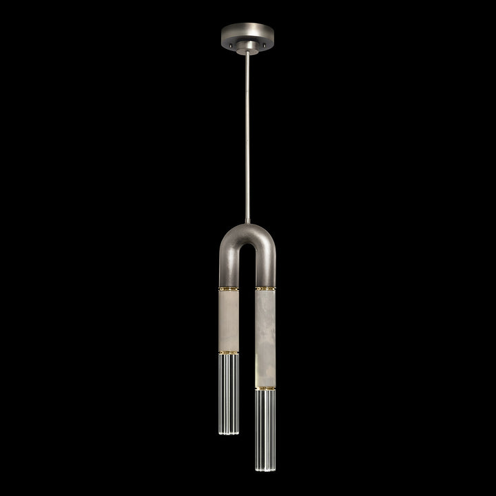 Fine Art Handcrafted Lighting Antonia 7"W Round Pendant in Soft Ombre Silver Leaf, Brass, Smoke (923340-712ST)