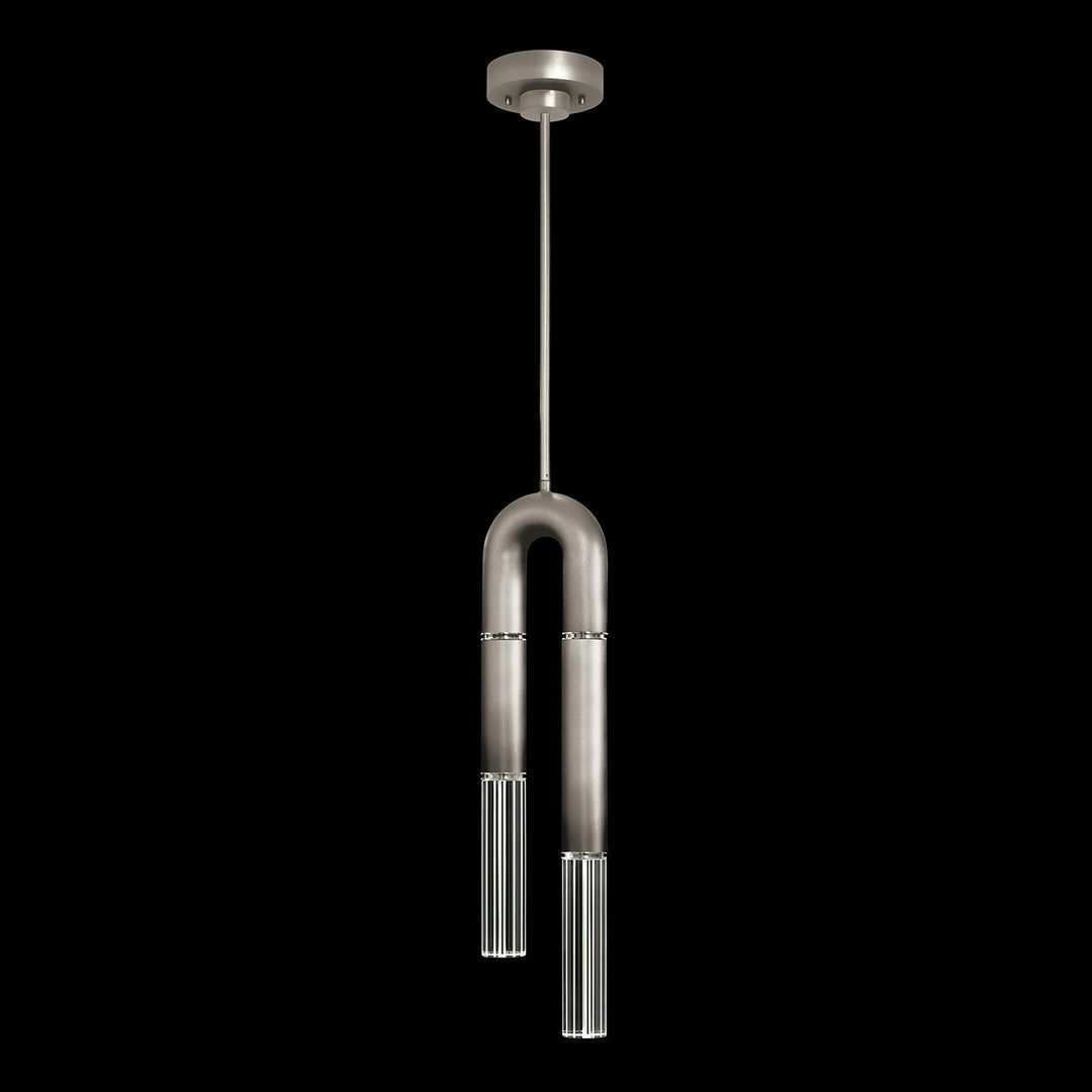 Fine Art Handcrafted Lighting Antonia 7"W Round Pendant in Soft Ombre Silver Leaf, Nickel, No Parchment/Same as Finish (923340-720ST)