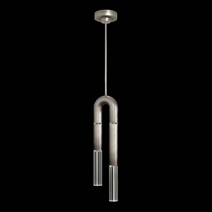 Fine Art Handcrafted Lighting Antonia 7"W Round Pendant in Soft Ombre Silver Leaf, Nickel, No Parchment/Same as Finish (923340-720ST)