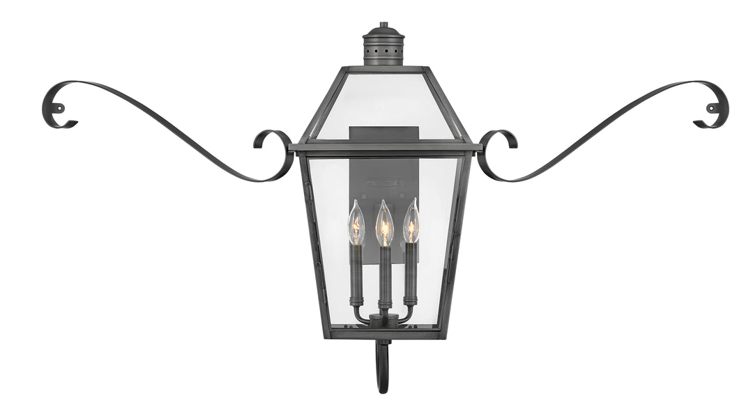 Hinkley Nouvelle Outdoor Wall Light Large Wall Mount Lantern with Scroll Blackened Brass 2774BLB-SCR