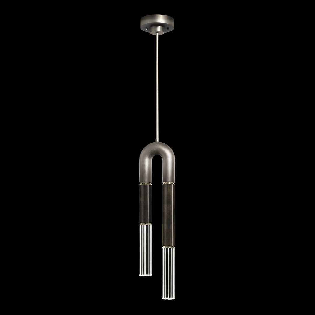 Fine Art Handcrafted Lighting Antonia 7"W Round Pendant in Soft Ombre Silver Leaf, Nickel, Charcoal (923340-721ST)