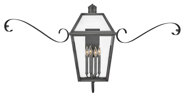 Hinkley Nouvelle Outdoor Wall Light Extra Large Wall Mount Lantern with Scroll Blackened Brass 2775BLB-SCR