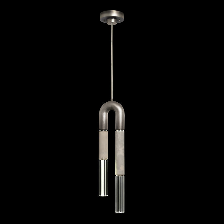Fine Art Handcrafted Lighting Antonia 7"W Round Pendant in Soft Ombre Silver Leaf, Nickel, Smoke (923340-722ST)
