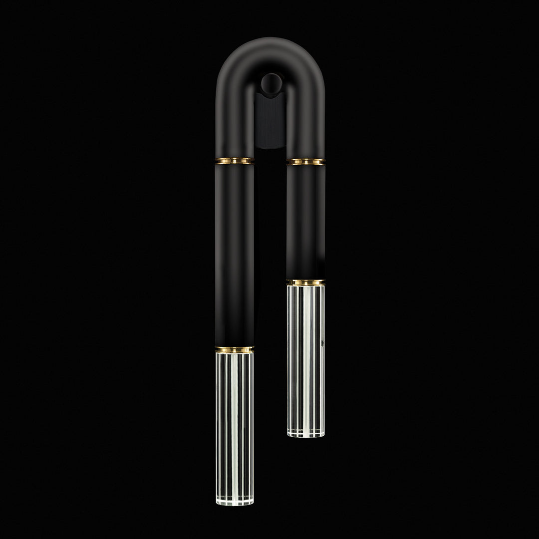 Fine Art Handcrafted Lighting Antonia 28"H LSF Sconce in Standard Black Iron, Brass, No Parchment/Same as Finish (922550-110ST)