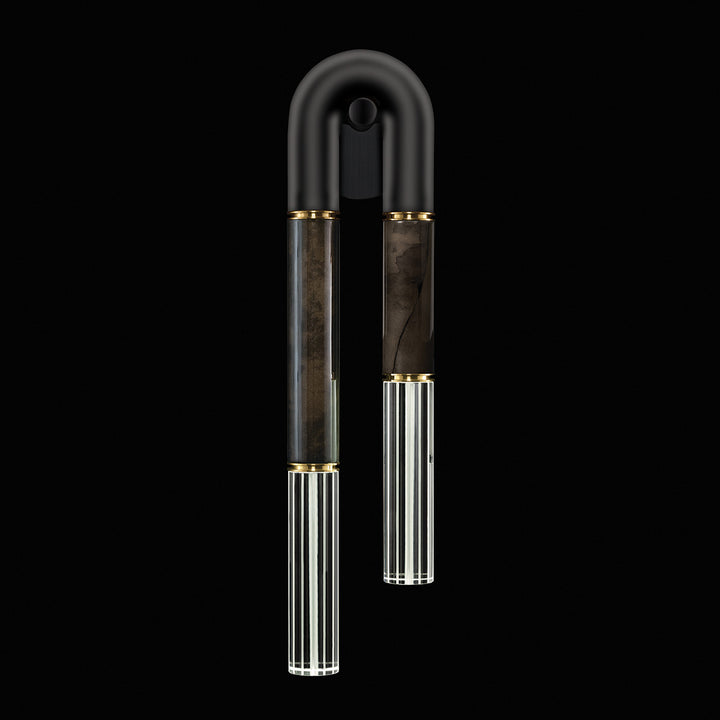 Fine Art Handcrafted Lighting Antonia 28"H LSF Sconce in Standard Black Iron, Brass, Charcoal (922550-111ST)