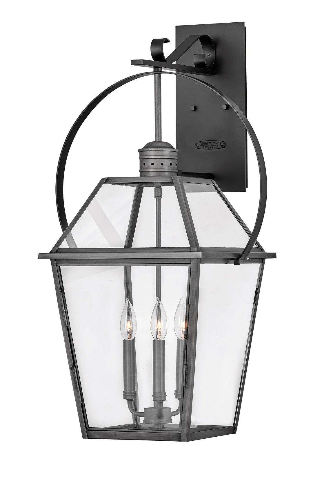 Hinkley Nouvelle Outdoor Wall Light Extra Large Wall Mount Lantern with Yoke Blackened Brass 2778BLB