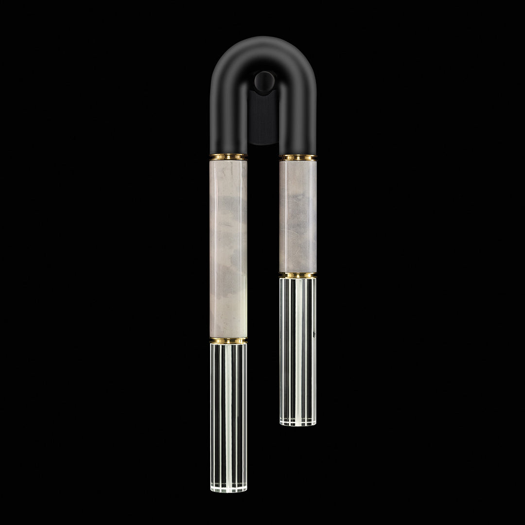 Fine Art Handcrafted Lighting Antonia 28"H LSF Sconce in Standard Black Iron, Brass, Smoke (922550-112ST)