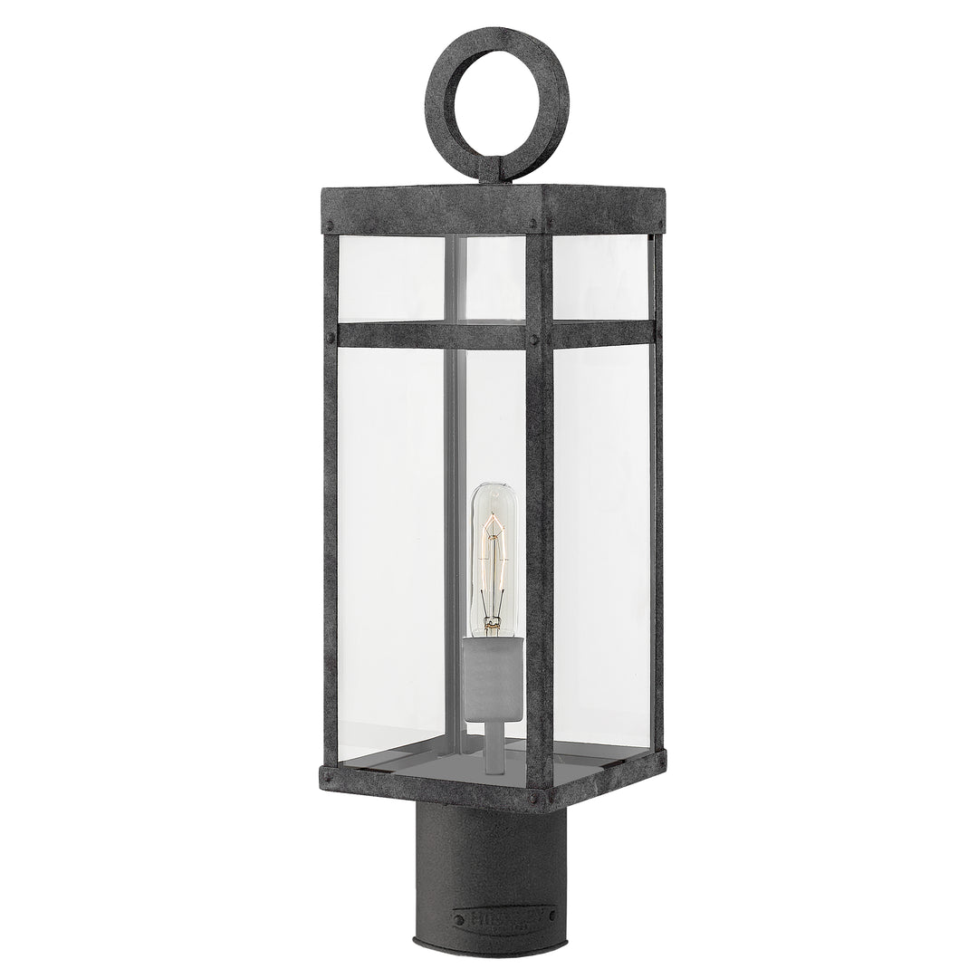 Hinkley Porter Outdoor Post Mount Lantern Medium Post Mount Lantern Aged Zinc 2801DZ