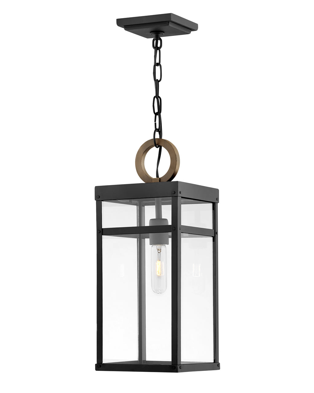 Hinkley Porter Outdoor Hanging Light Medium Hanging Lantern Black 2802BK-LL