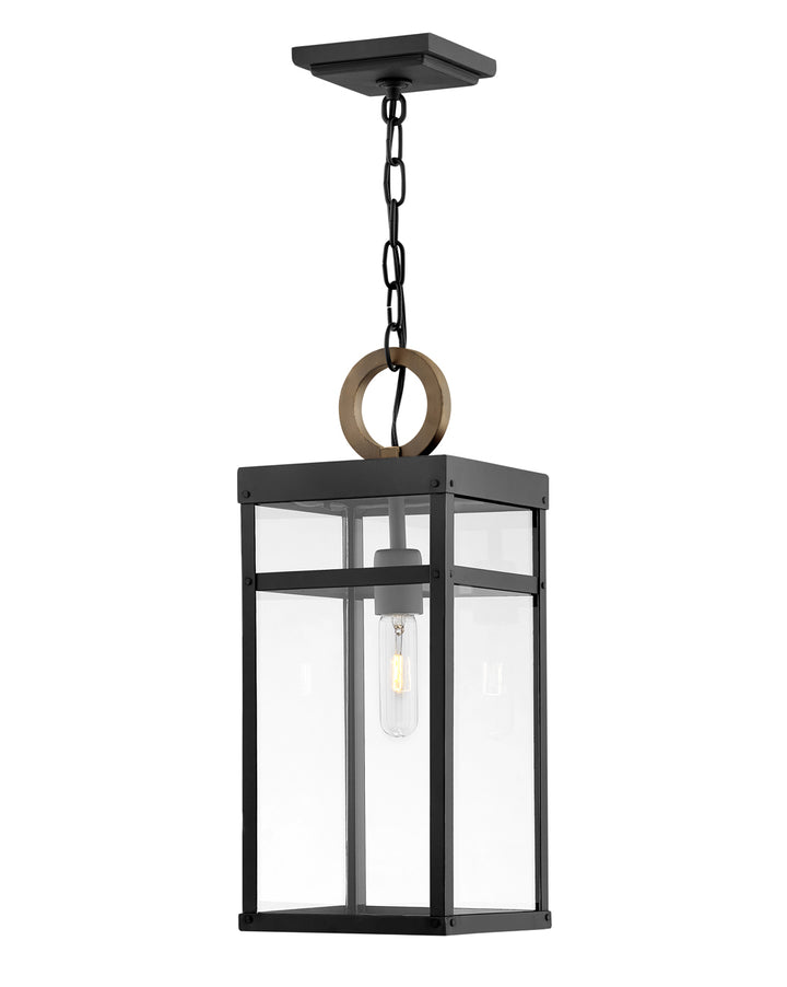Hinkley Porter Outdoor Hanging Light Medium Hanging Lantern Black 2802BK-LL