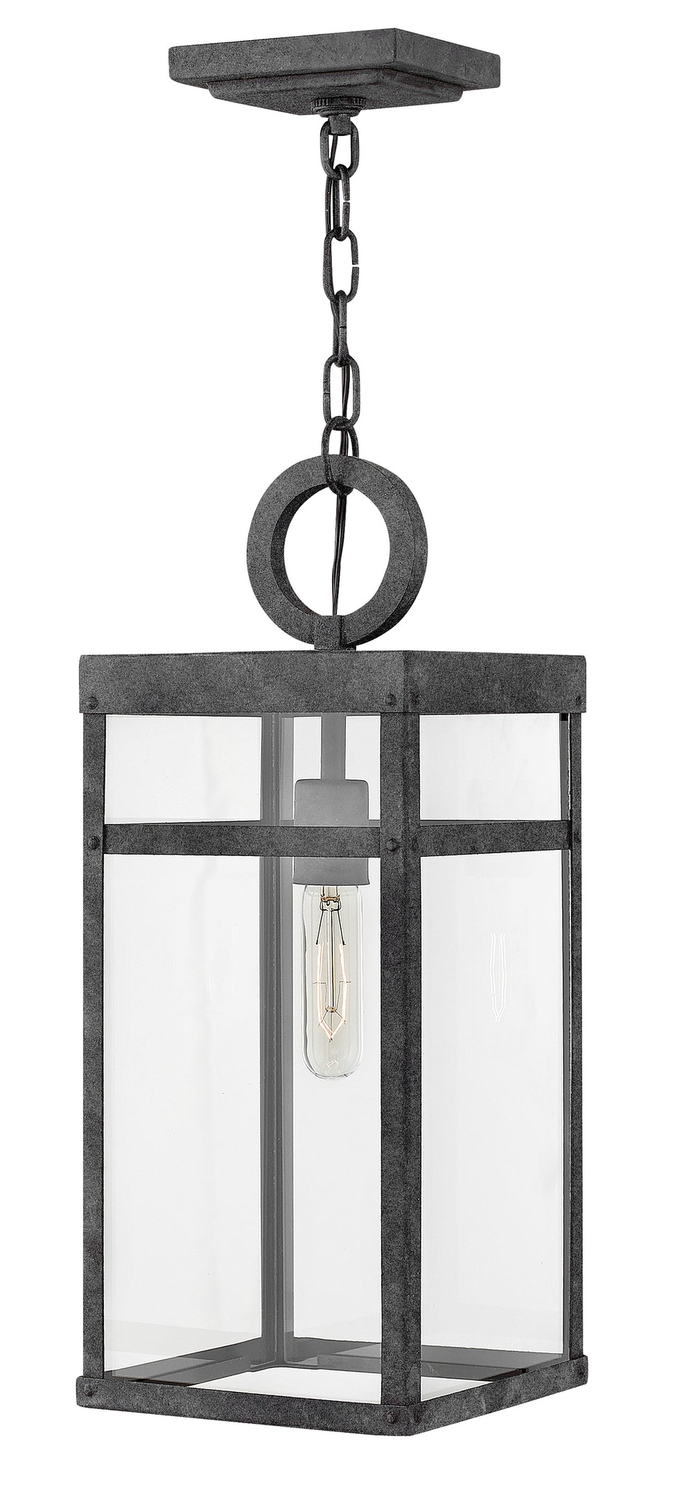 Hinkley Porter Outdoor Hanging Light Medium Hanging Lantern Aged Zinc 2802DZ