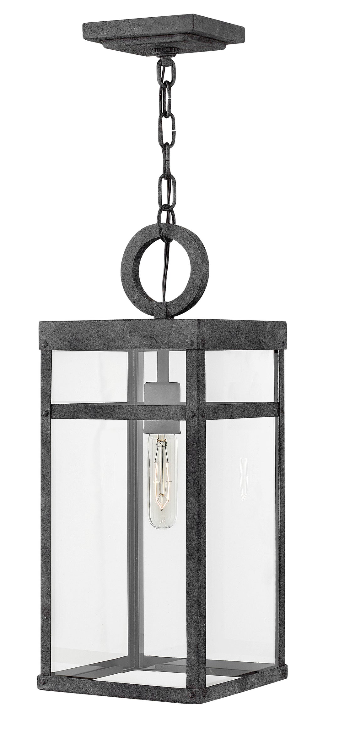 Hinkley Porter Outdoor Hanging Light Medium Hanging Lantern Aged Zinc 2802DZ