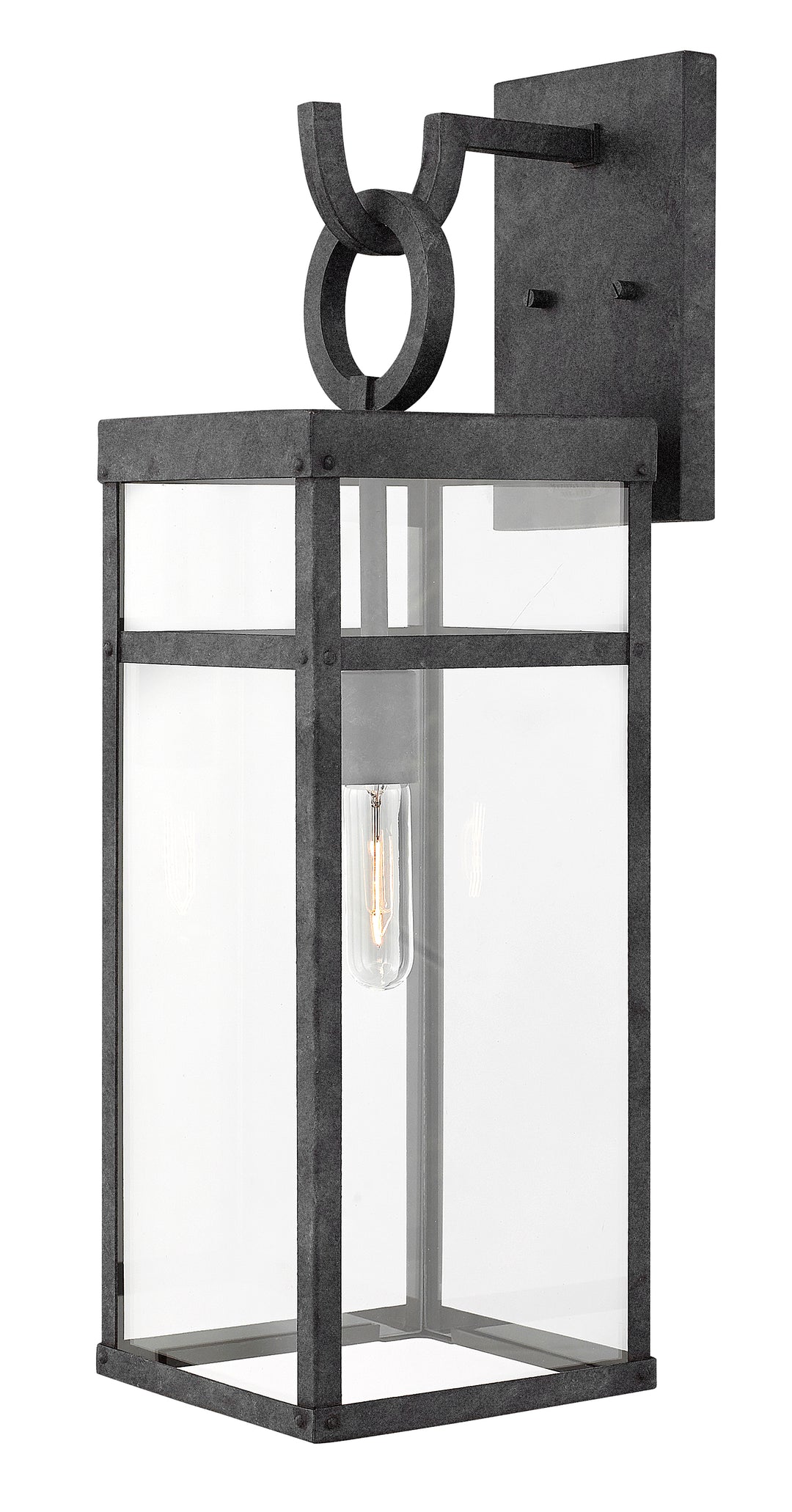 Hinkley Porter Outdoor Wall Light Large Wall Mount Lantern Aged Zinc 2805DZ-LL