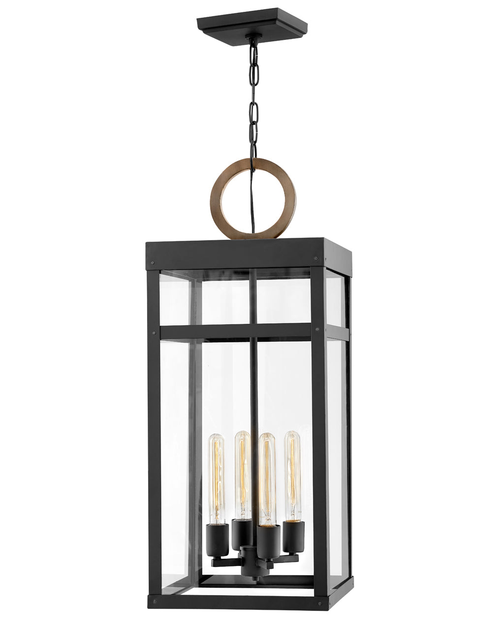 Hinkley Porter Outdoor Hanging Light Grande Hanging Lantern Black 2808BK-LL