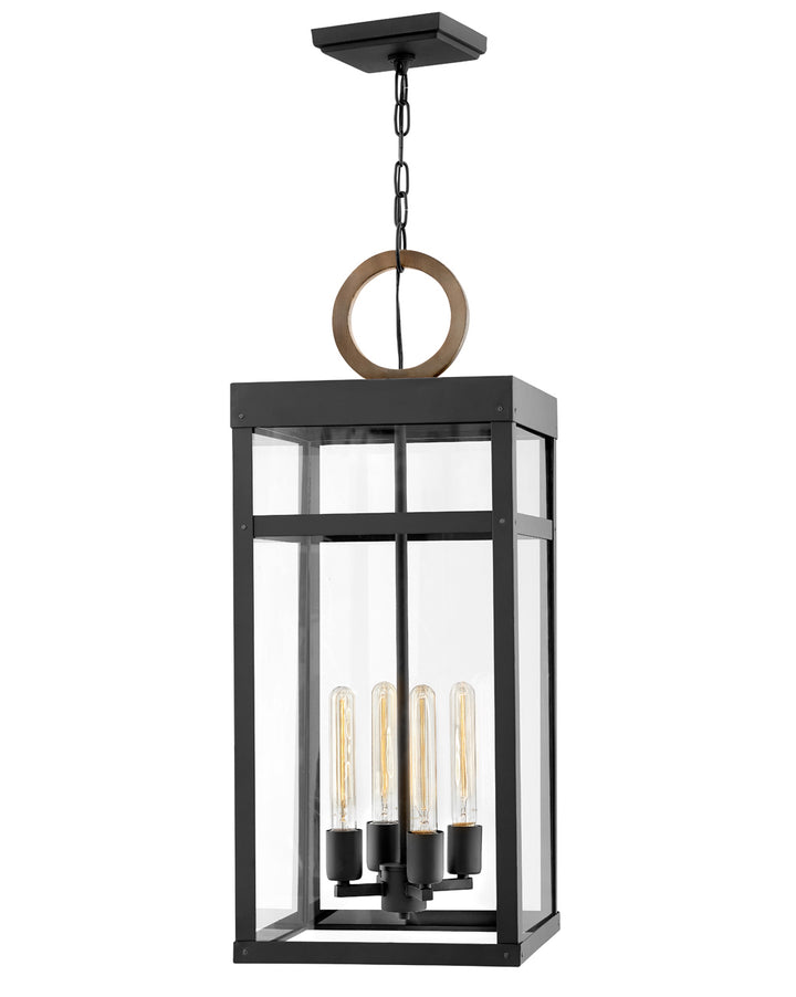 Hinkley Porter Outdoor Hanging Light Grande Hanging Lantern Black 2808BK-LL