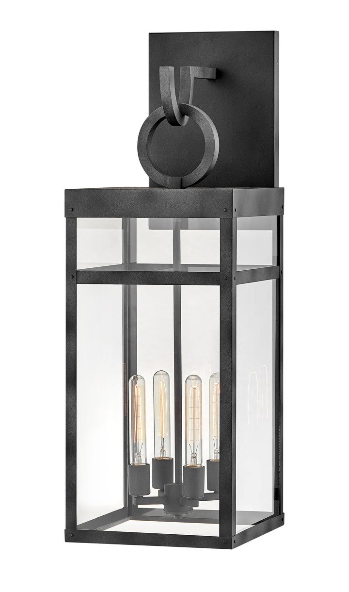 Hinkley Porter Outdoor Wall Light Grande Wall Mount Lantern Aged Zinc 2809DZ-LL