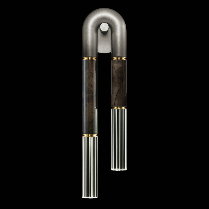 Fine Art Handcrafted Lighting Antonia 28"H LSF Sconce in Soft Ombre Silver Leaf, Brass, Charcoal (922550-711ST)
