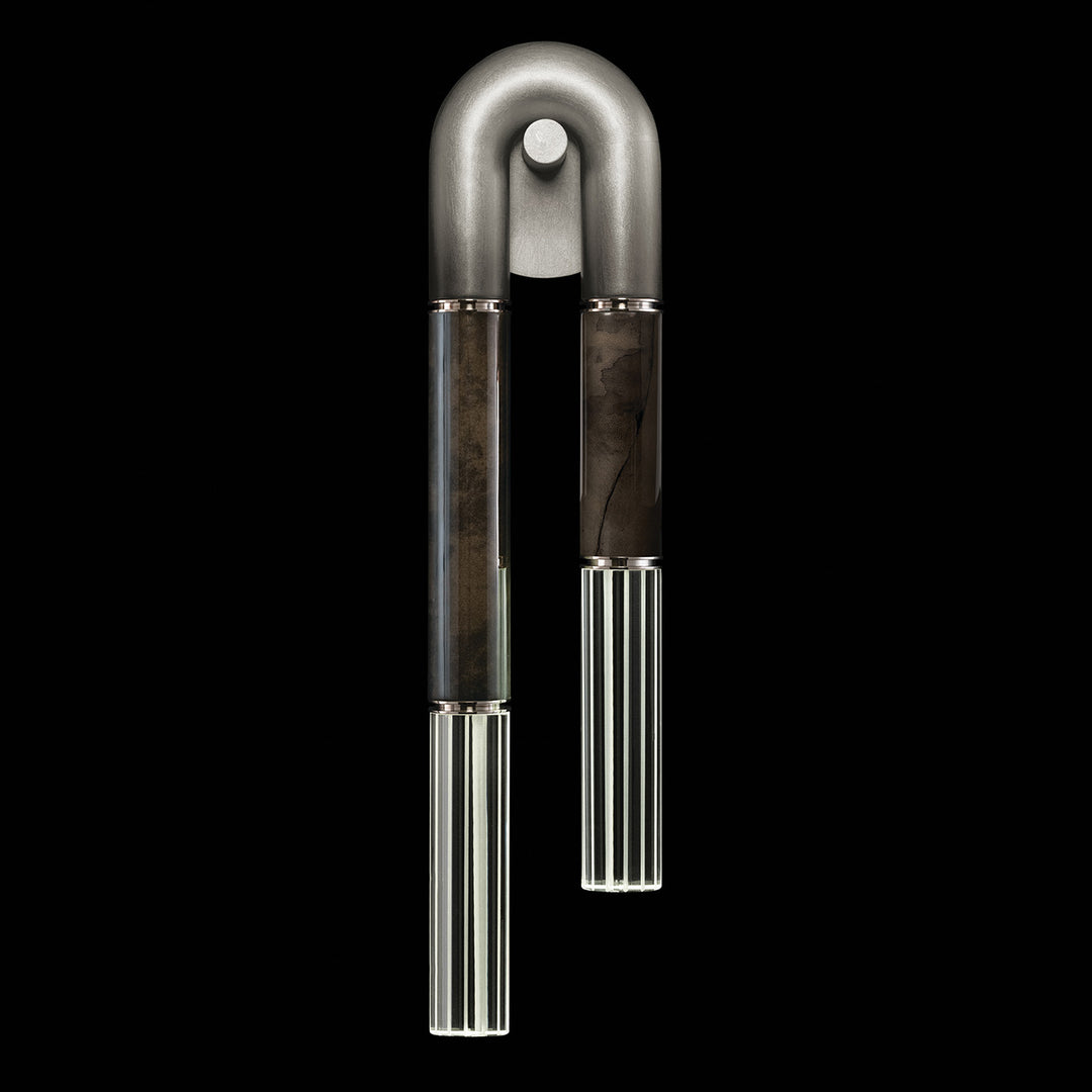 Fine Art Handcrafted Lighting Antonia 28"H LSF Sconce in Soft Ombre Silver Leaf, Nickel, Charcoal (922550-721ST)