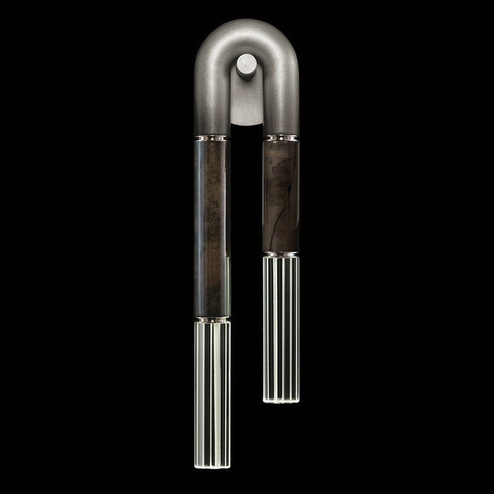 Fine Art Handcrafted Lighting Antonia 28"H LSF Sconce in Soft Ombre Silver Leaf, Nickel, Charcoal (922550-721ST)