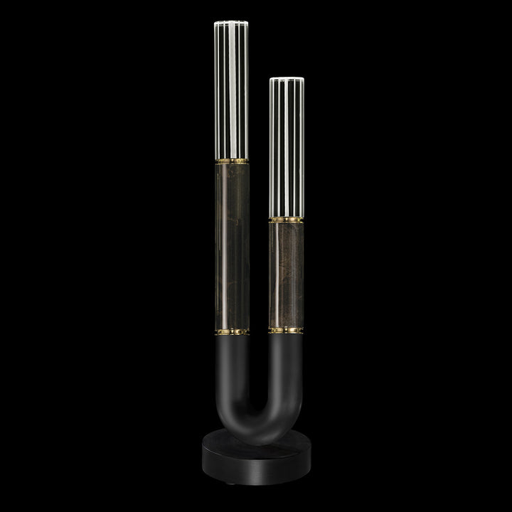 Fine Art Handcrafted Lighting Antonia 29.75"H Table Lamp in Standard Black Iron, Brass, Charcoal (923010-111ST)