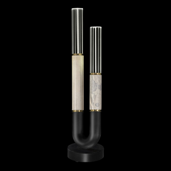 Fine Art Handcrafted Lighting Antonia 29.75"H Table Lamp in Standard Black Iron, Brass, Smoke (923010-112ST)