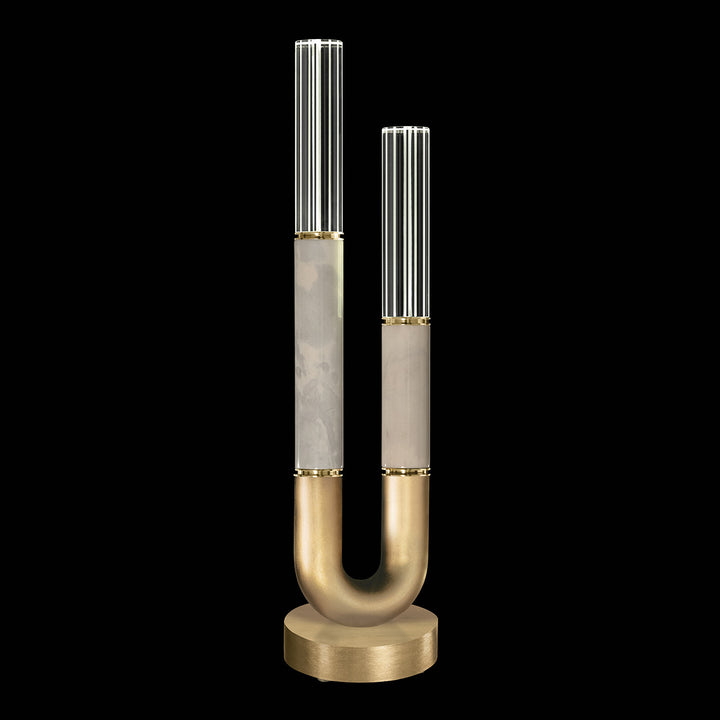 Fine Art Handcrafted Lighting Antonia 29.75"H Table Lamp in Standard Gold Leaf, Brass, Smoke (923010-312ST)