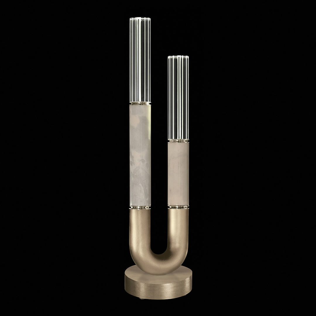 Fine Art Handcrafted Lighting Antonia 29.75"H Table Lamp in Standard Soft Gold Leaf, Nickel, Smoke (923010-522ST)