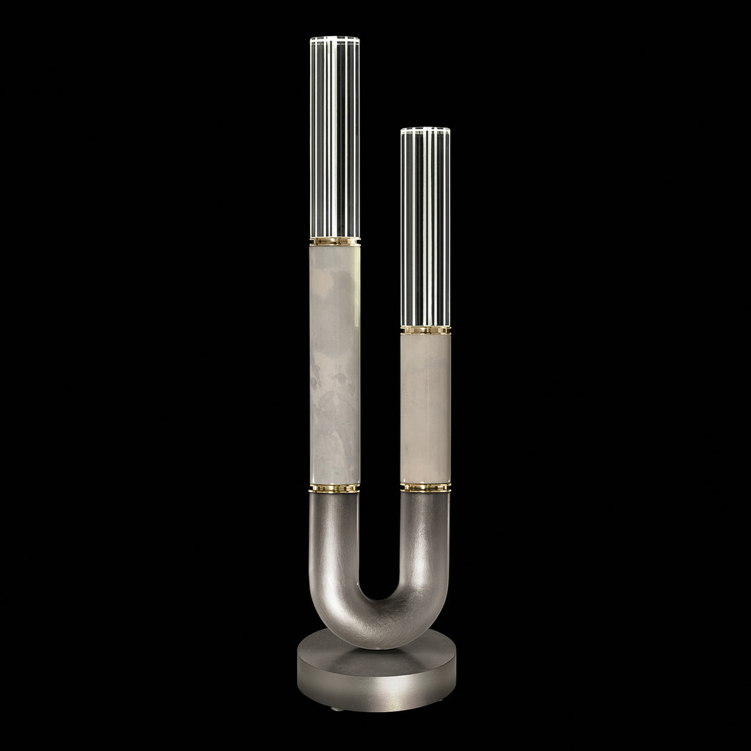 Fine Art Handcrafted Lighting Antonia 29.75"H Table Lamp in Soft Ombre Silver Leaf, Brass, Smoke (923010-712ST)