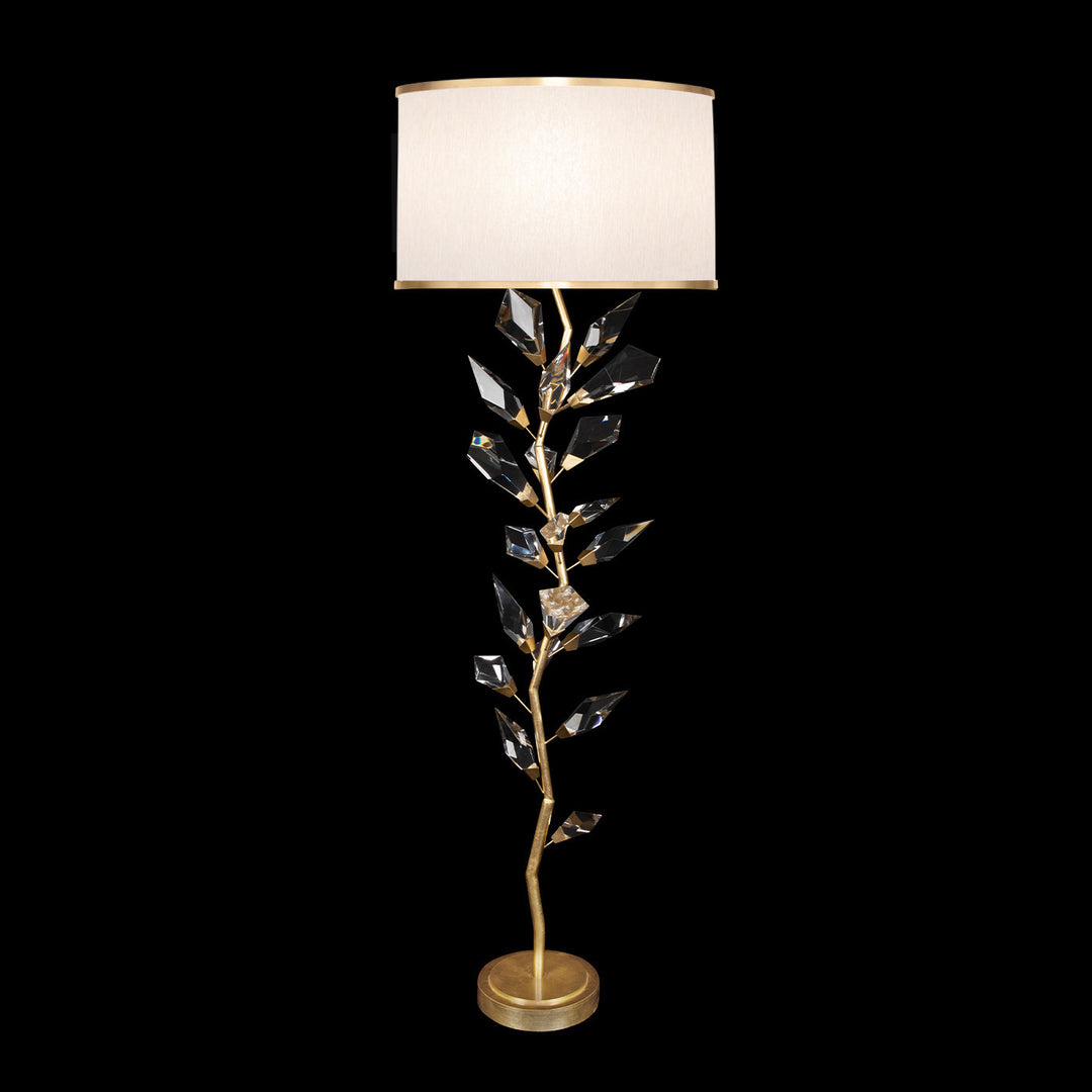 Fine Art Handcrafted Lighting Foret 71"H Floor Lamp in Standard Gold Leaf w/Champagne Fabric Shade (909220-2ST)