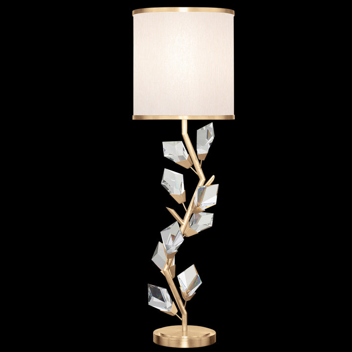 Fine Art Handcrafted Lighting Foret 35.5"H Console Lamp in Standard Gold Leaf w/Champagne Fabric Shade (908815-2ST)