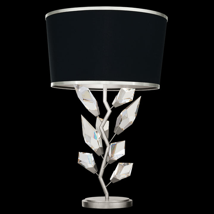 Fine Art Handcrafted Lighting Foret 30"H Table Lamp in Standard Silver Leaf w/Black Fabric & Silver Inner Lining Shade (908010-11ST)