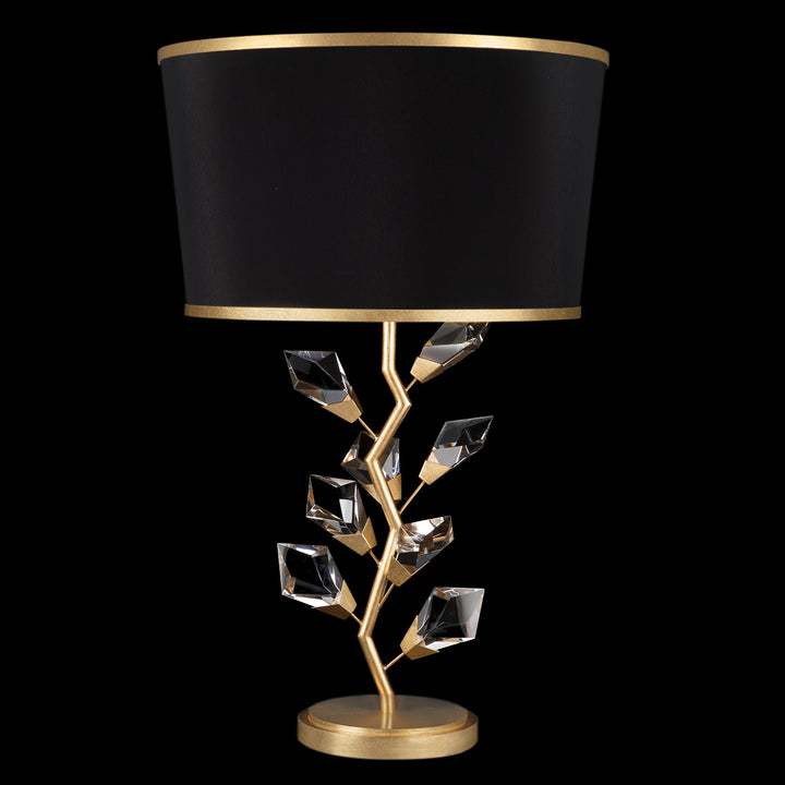 Fine Art Handcrafted Lighting Foret 30"H Table Lamp in Standard Gold Leaf w/Black Fabric & Gold Inner Lining Shades (908010-21ST)