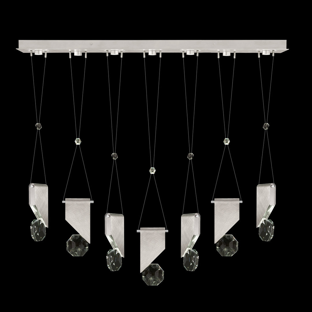 Fine Art Handcrafted Lighting Aria 60"W Linear Pendant in Brushed Silver, 1111111 (100007-1-1111111)