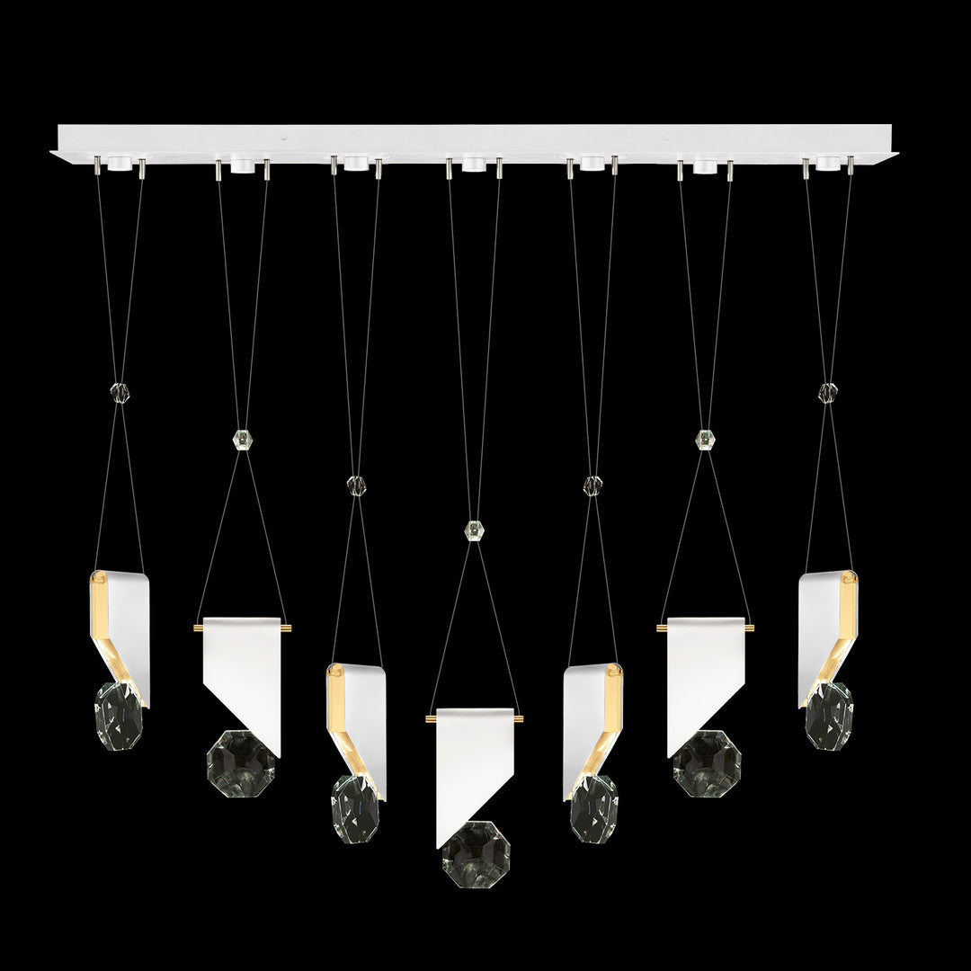 Fine Art Handcrafted Lighting Aria 60"W Linear Pendant in Standard Gold Leaf/White Lacquer, 1111111 (100007-2-1111111)