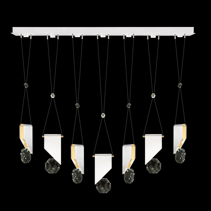 Fine Art Handcrafted Lighting Aria 60"W Linear Pendant in Standard Gold Leaf/White Lacquer, 1111111 (100007-2-1111111)