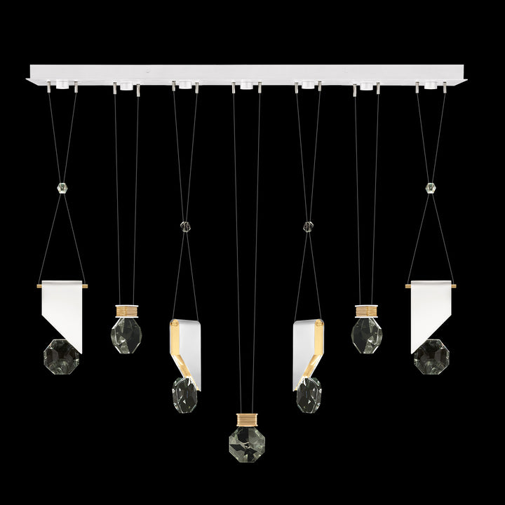 Fine Art Handcrafted Lighting Aria 60"W Linear Pendant in Standard Gold Leaf/White Lacquer, 1111444 (100007-2-1111444)