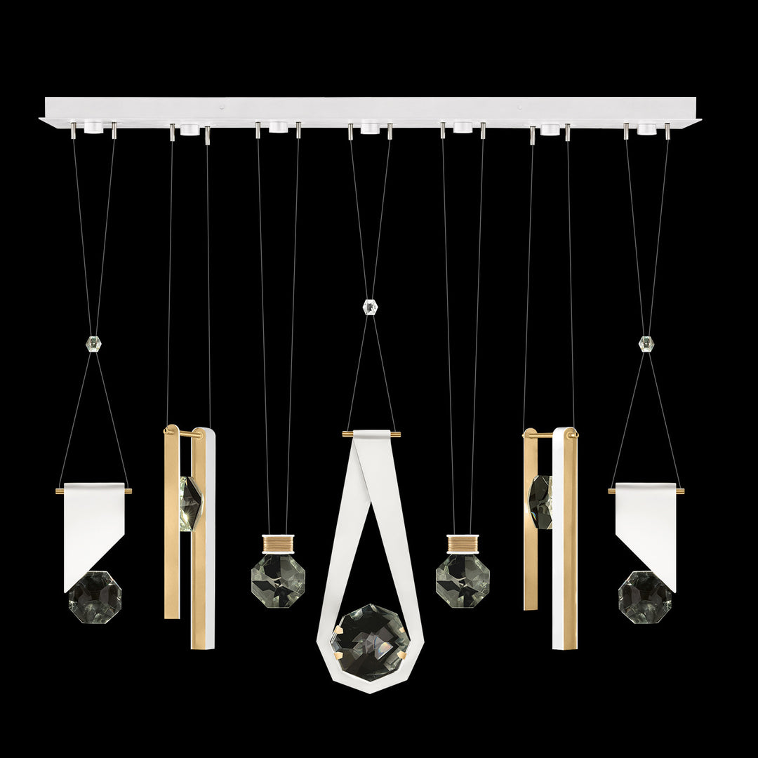 Fine Art Handcrafted Lighting Aria 60"W Linear Pendant in Standard Gold Leaf/White Lacquer, 1123344 (100007-2-1123344)