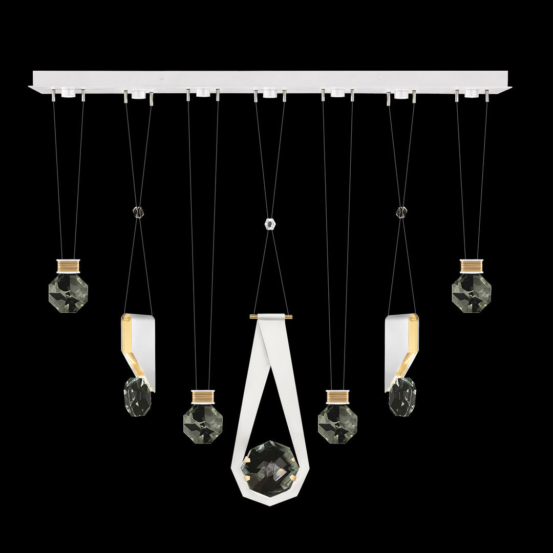 Fine Art Handcrafted Lighting Aria 60"W Linear Pendant in Standard Gold Leaf/White Lacquer, 1124444 (100007-2-1124444)
