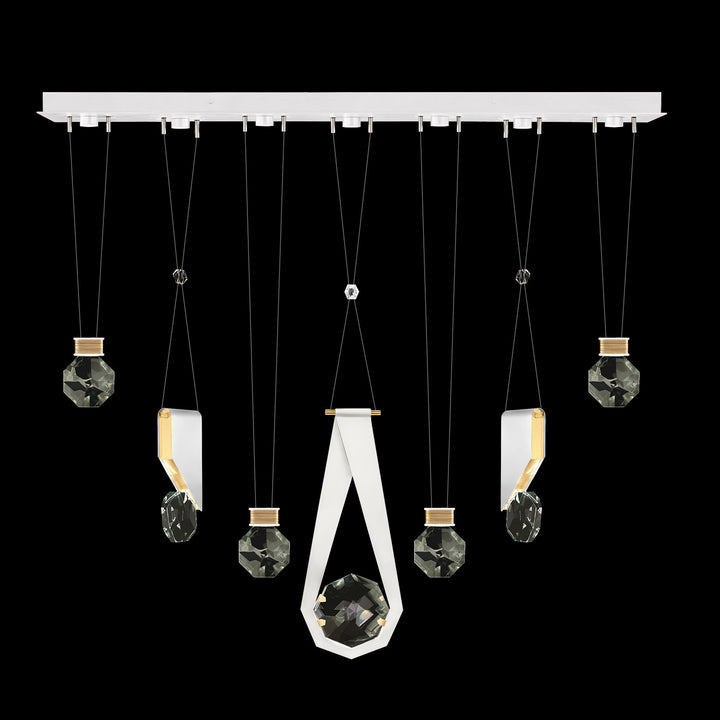 Fine Art Handcrafted Lighting Aria 60"W Linear Pendant in Standard Gold Leaf/White Lacquer, 1124444 (100007-2-1124444)