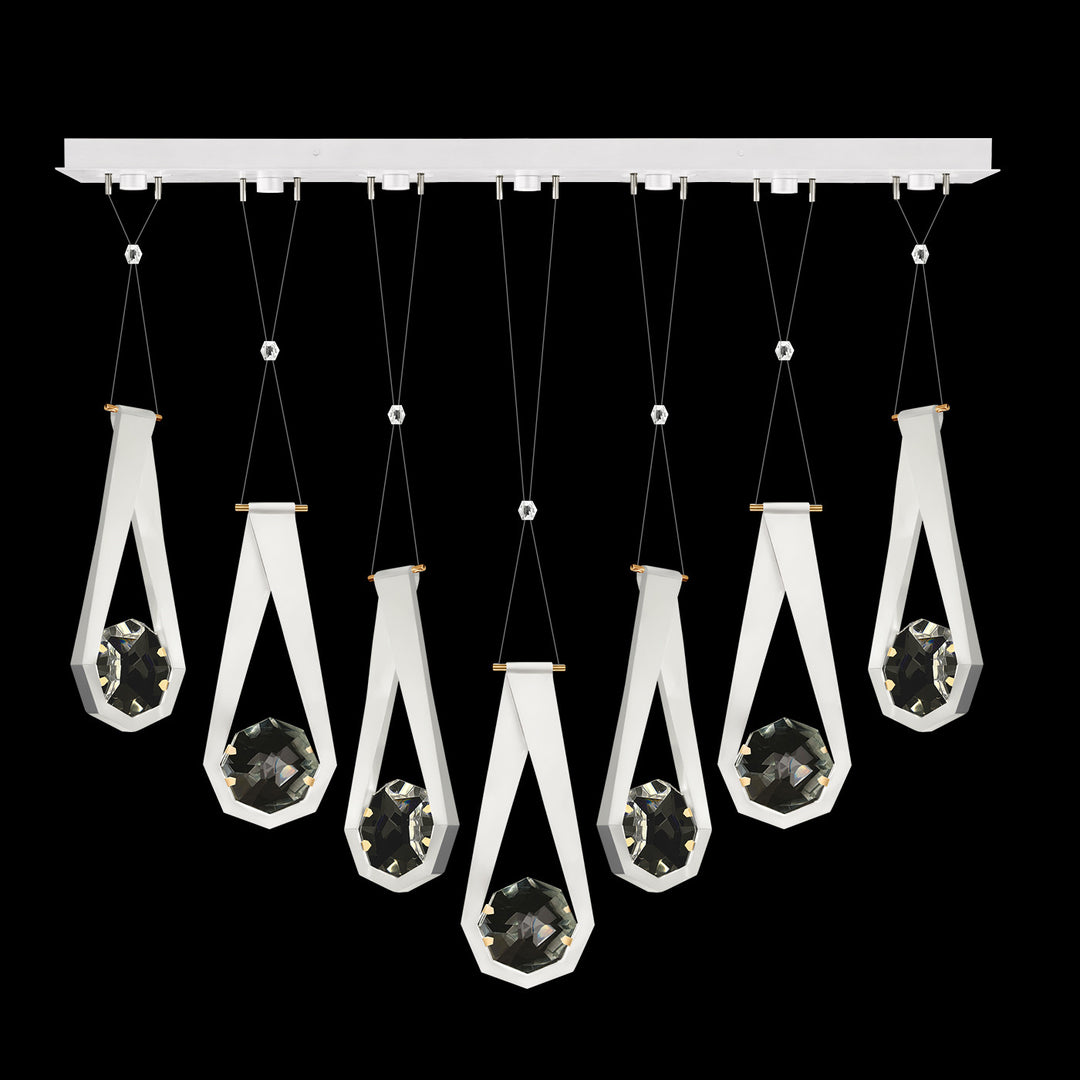 Fine Art Handcrafted Lighting Aria 60"W Linear Pendant in Standard Gold Leaf/White Lacquer, 2222222 (100007-2-2222222)