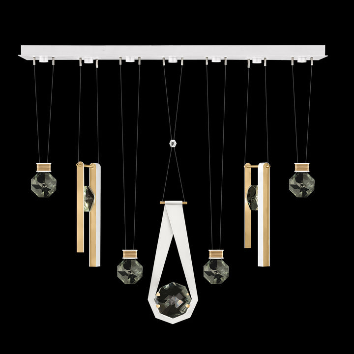 Fine Art Handcrafted Lighting Aria 60"W Linear Pendant in Standard Gold Leaf/White Lacquer, 2334444 (100007-2-2334444)