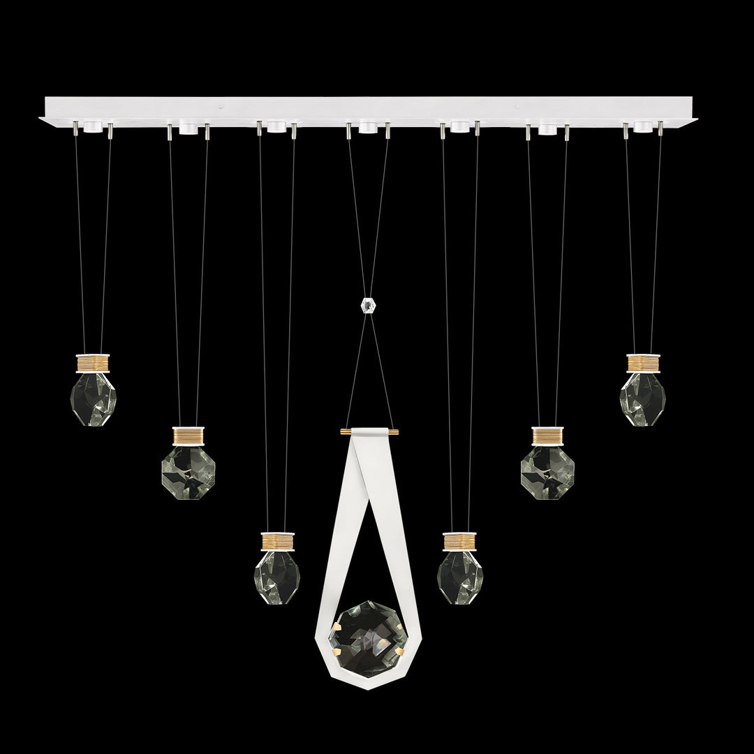 Fine Art Handcrafted Lighting Aria 60"W Linear Pendant in Standard Gold Leaf/White Lacquer, 2444444 (100007-2-2444444)