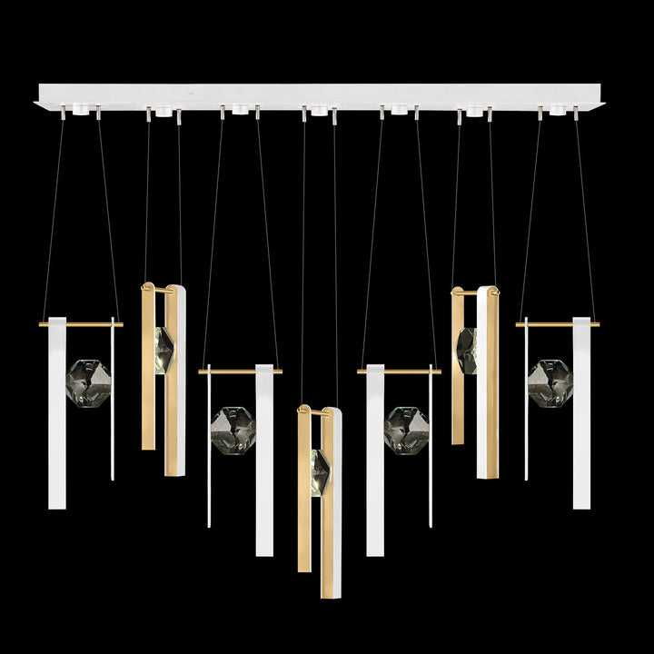 Fine Art Handcrafted Lighting Aria 60"W Linear Pendant in Standard Gold Leaf/White Lacquer, 3333333 (100007-2-3333333)