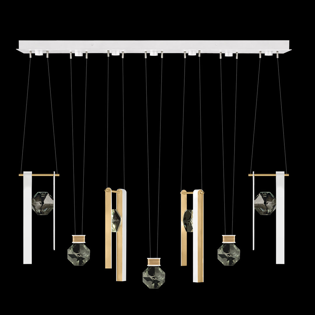 Fine Art Handcrafted Lighting Aria 60"W Linear Pendant in Standard Gold Leaf/White Lacquer, 3333444 (100007-2-3333444)