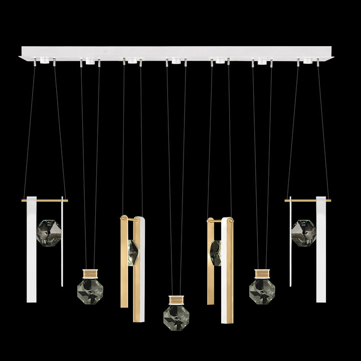 Fine Art Handcrafted Lighting Aria 60"W Linear Pendant in Standard Gold Leaf/White Lacquer, 3333444 (100007-2-3333444)