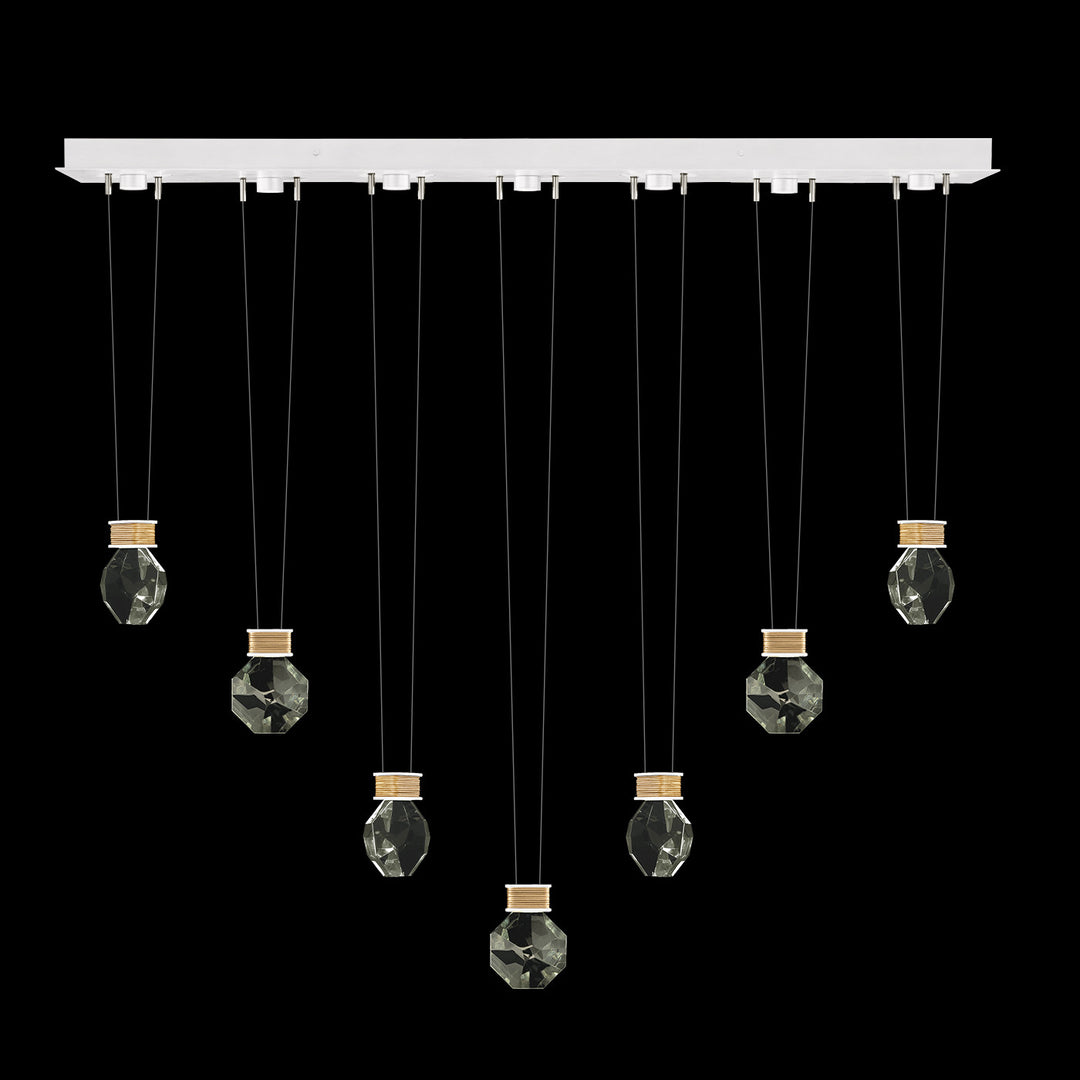 Fine Art Handcrafted Lighting Aria 60"W Linear Pendant in Standard Gold Leaf/White Lacquer, 4444444 (100007-2-4444444)