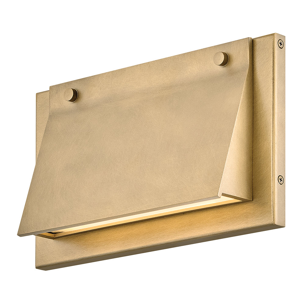 Hinkley Fold Outdoor Wall Light Medium Wide LED Wall Sconce Heritage Brass 28996HB