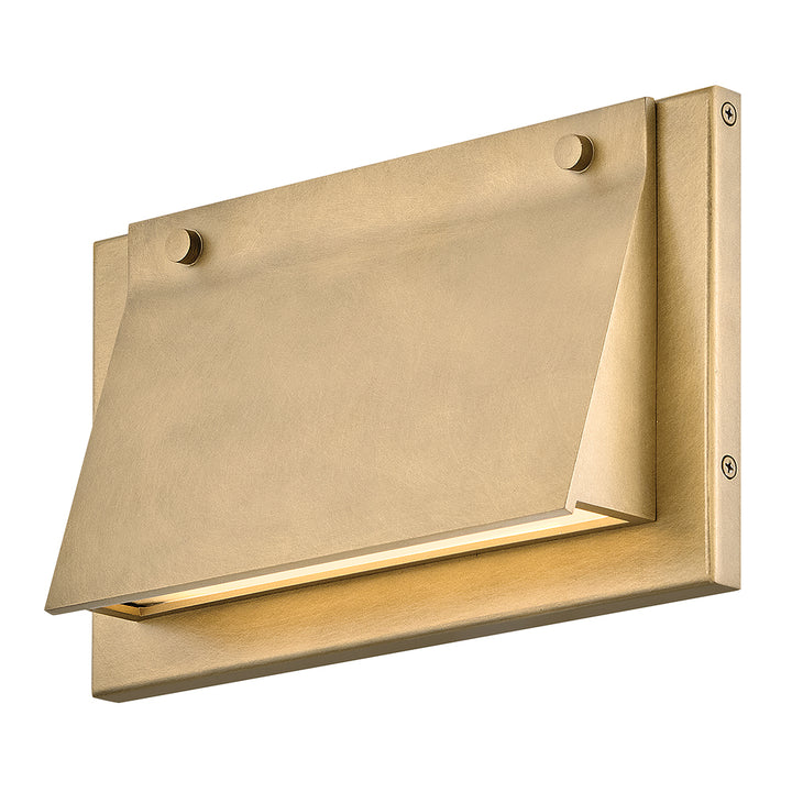 Hinkley Fold Outdoor Wall Light Medium Wide LED Wall Sconce Heritage Brass 28996HB